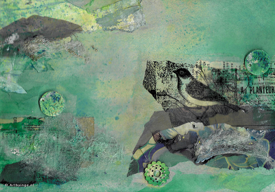 Artbyinge; Kunst; Creative; Acryl; Art; Expositie; Animals; Nature; Bird; Mixed Media; Abstract